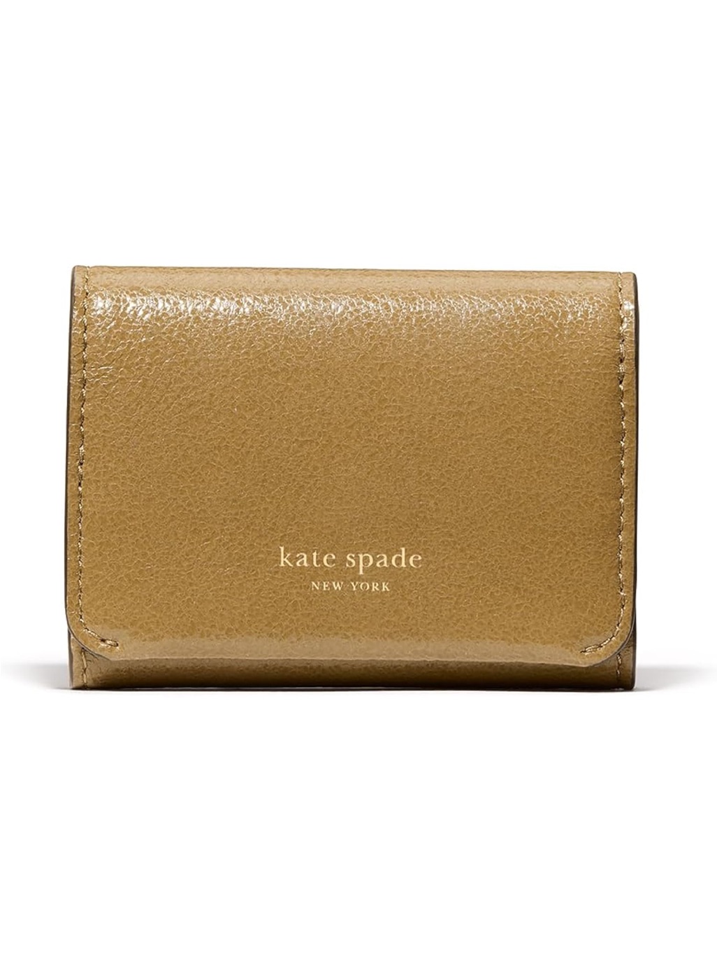 Nwt Kate Spade Glazed Leather Card Case Gold Compact Trifold Wallet